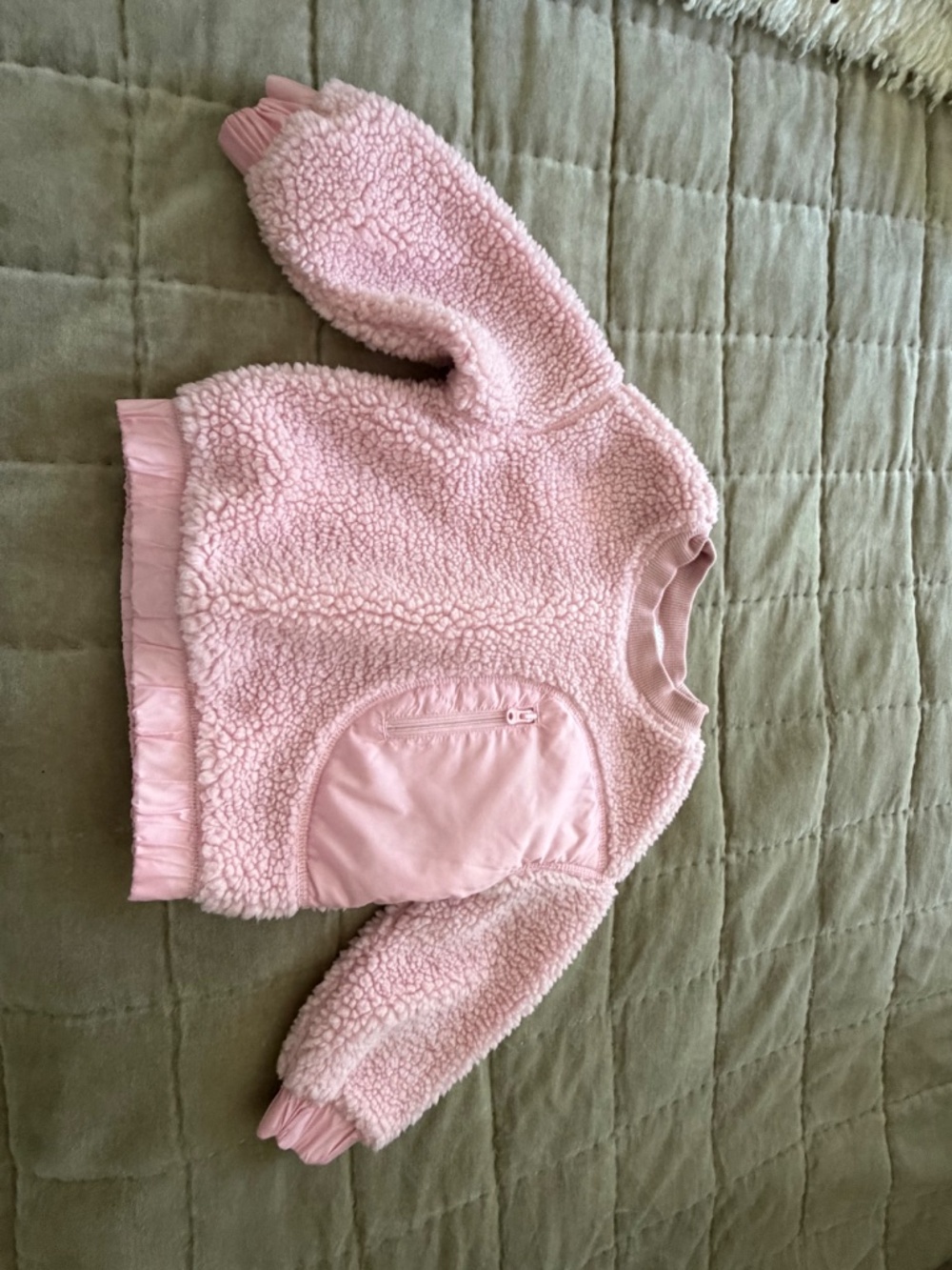 Hanna Andersson BABY GIRL'S PINK SHERPA CREW SWEATSHIRT TOP SIZE 2